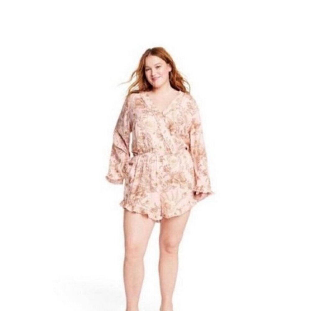 Agua Bendita X Target Romantic Floral Print Flare Sleeve Romper 3X